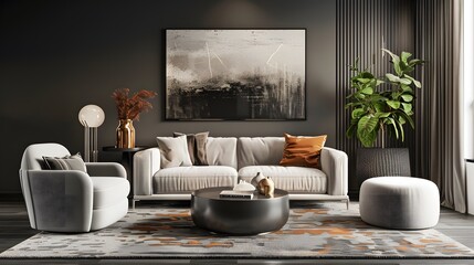 A stylish modern living room with contemporary furniture and decor
