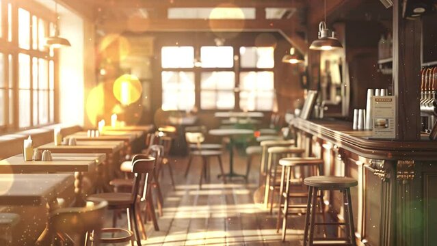 empty cafe or bar interior day time seamless looping overlay 4k virtual video animation background