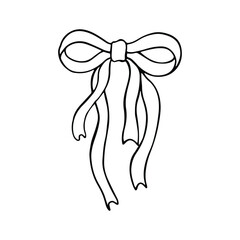 Hand drawn bows doodle element. pen pencil drawing sketches of decorative birthday holiday ribbons isolated on white background. Illustration of wedding celebration decoration symbol.