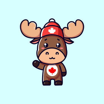 recommend clip art: Canadian moose mascot vector  cute and simple cartoon style