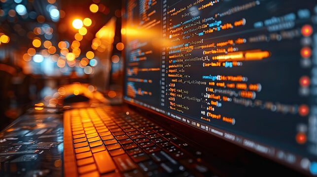 A team of web developers collaborating on design and layout, blurring the boundaries of teamwork against a blurred background with ample copy space.