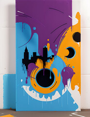 an abstract art template inspired by urban graffiti, with bold spray-painted strokes, graffiti tags, and street art elements for an urban, edgy vibe
