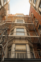 Old building in San Francisco, California, with a fire escape stairs