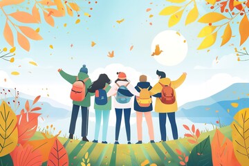 Fototapeta premium Wishing you a happy friendship day featuring a picture of a bunch of friends having a good time, Generative AI.