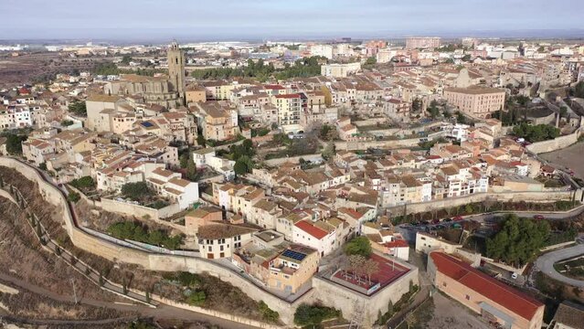 Panoramic views of the Cervera city, La Segarra, Province of Lleida, Catalonia, Spain. High quality 4k footage
