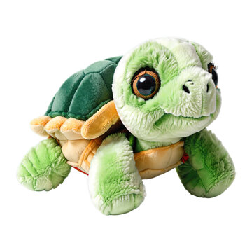 A cute Turtle stuffed toy isolated on transparent background.