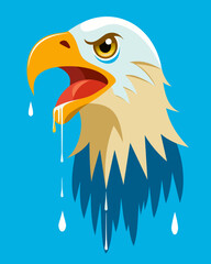 Fototapeta premium The iconic eagle now seems to be crying as its melted form drips down the sides of the dollar bill.. Vector illustration