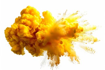 yellow color explosion isolated on white background