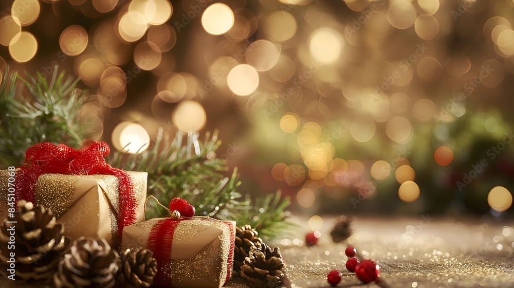Poster 1. visualize a festive scene where a background of twinkling bokeh garlands sets the stage for a hol