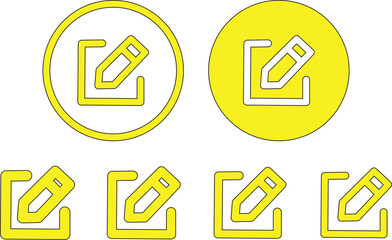 Yellow color edit pen icon, Pencil icon, sign up icon - editing text file document icon