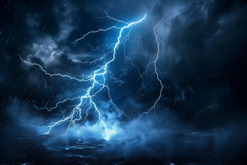 Lightning effect strike on dark backgrounds 3d rendering


