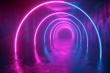 Neon background concept. Disco neon light background. 3d rendering.


