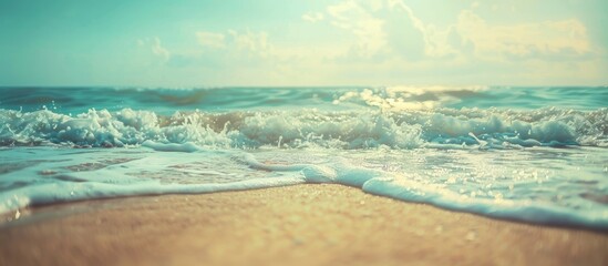 Blurred beach and sea waves with a vintage filter.