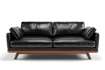 Fototapeta premium Modern leather couch png mockup for furniture in a living room, Generative AI.
