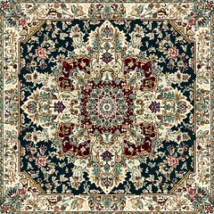 Part of Old Red Persian Carpet Texture, abstract ornament. Generative AI