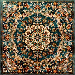 Part of Old Red Persian Carpet Texture, abstract ornament. Generative AI