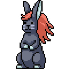 pixel art of rabbit with hair