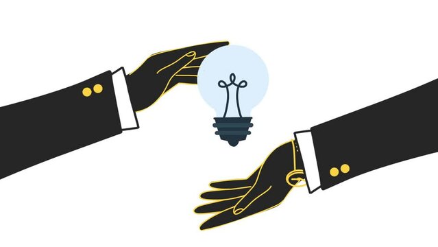 hand holding a lamp, Motion Graphics Knowledge Light Bulb,  Idea Bulb, animation video Knowledge and ideas with illustrations of Light Bulbs