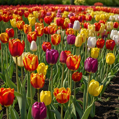 Tulip in the filed and beautiful