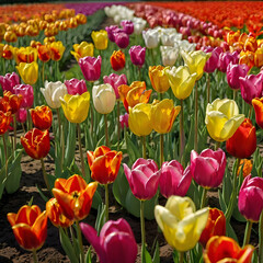 Tulip in the filed and beautiful