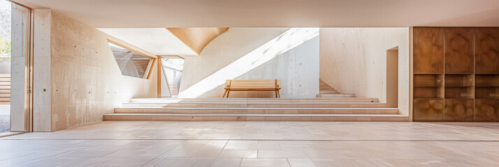 Minimalist interior design composition with minimal furniture and copyspace for text. Home decor concept image.