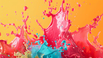 The colorful background image sets a vibrant and energetic tone for the advertisement.