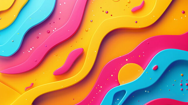 The colorful background image sets a cheerful and upbeat tone for the advertisement.