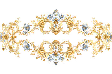 Vintage Frame With Floral Ornament, Rectangular Elegant Floral Gold Frame, Copy Space for Text