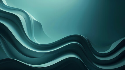 Abstract teal waves creating a fluid and dynamic background with smooth, layered curves.