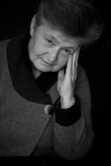 Old aged pensioner portrait in black and white 