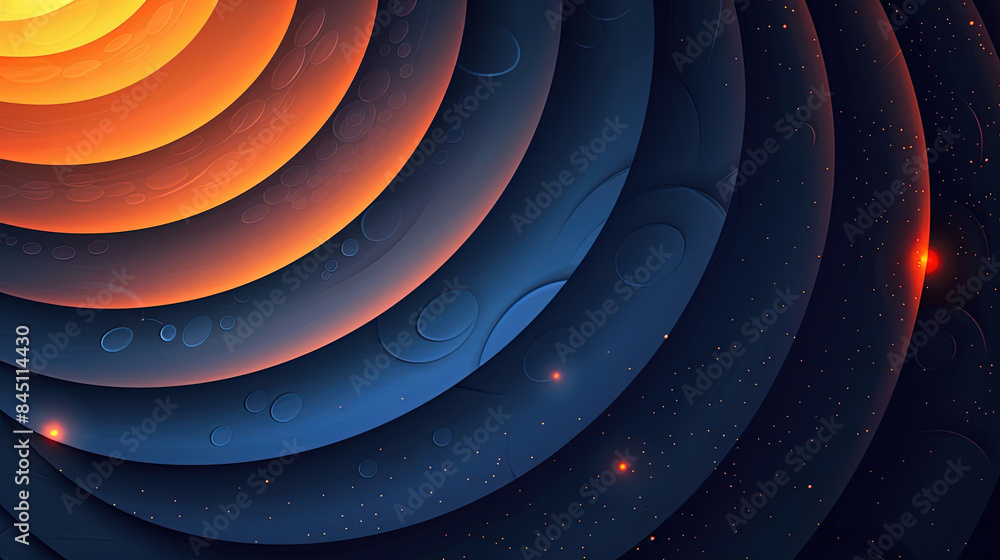 Poster technology background. abstract background with colorful gradient lines and circles on dark blue col