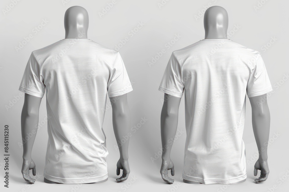 Canvas Prints White t-shirt mock up, front and back view, isolated. Teenage male model wear plain white shirt mockup. Tshirt design template. Blank tee for print