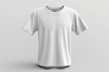 Mockup of a white oversized t-shirt 3D rendering, clothing with a free cut for women, men, front, for branding, design. Template of fashion clothes with round neck, close-up, isolated on background