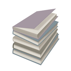 Stack of different books in colored cover, vector illustration 