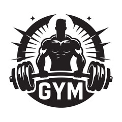 illustration of a weight lifting , GYM Logo silhouette