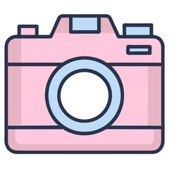 Icon design of photo camera, isolated, transparent background, travel concept, photography, snapshot sign, illustration element, gadget equipment, graphic resource, PNG