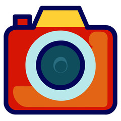 Icon design of photo camera, isolated, transparent background, travel concept, photography, snapshot sign, illustration element, gadget equipment, graphic resource, PNG