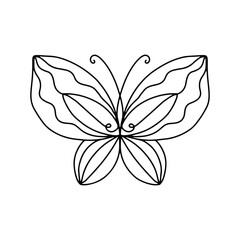 Butterfly zentangle adult coloring page mandala intricate line art. Simple Butterfly Line Art For Coloring Book.