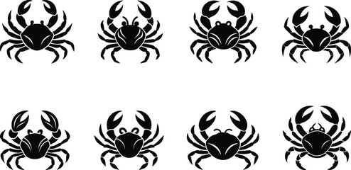 Crab logo silhouette vector illustration © Selinaakther