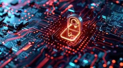 Fototapeta premium Amazing image Secure digital padlock that protects data and online security.AI generated image