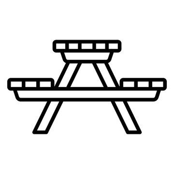 recommend clip art: Icon of a wooden picnic table with long chairs