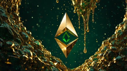 golden ether, conceptual image for crypto currency