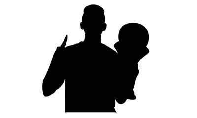 silhouette of man holding trophy