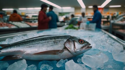 Fresh fish in supermarket