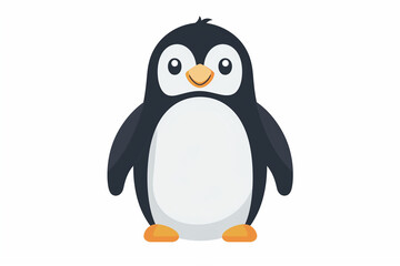 Obraz premium flat logo of vector cute penguin cartoon vector icon illustration animal nature icon concept isolated premium