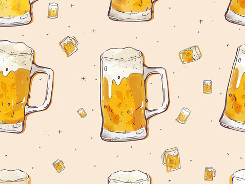 Muster Hintergrund von einen gef&uuml;llten Bierglas. Als Tapete oder Verpackung. Grafische Darstellung