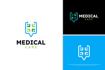 Vector minimalist medical services logo, health point logo design, healthcare logo design template