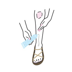 日焼け止めクリームを塗る足のイラスト