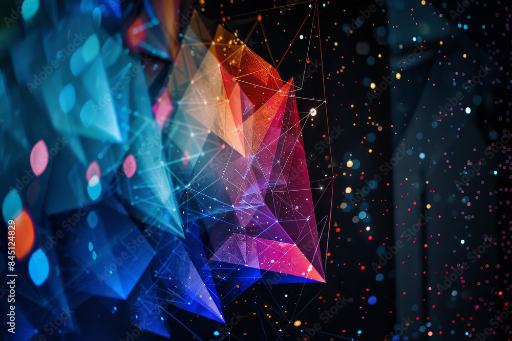 Poster a colorful abstract image with a lot of dots and lines