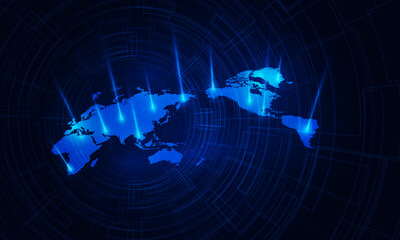 Abstract Airlines of the world map of airplane for logistic on Light out business  technology background Hitech communication concept innovation background, vector design